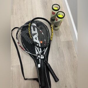 Tennis rackets + case + balls